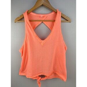 Free People movement V Neck Tank Open Tie Back Neon Orange Size Small